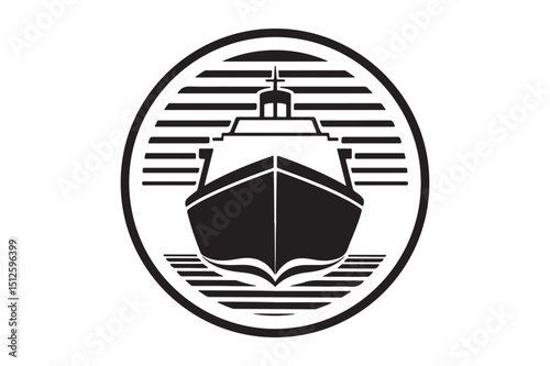 Fast ship silhouette oval logo design