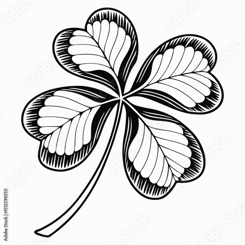 Four leaf clover line Art Illustration for luck and 
St. Patrick's day décor