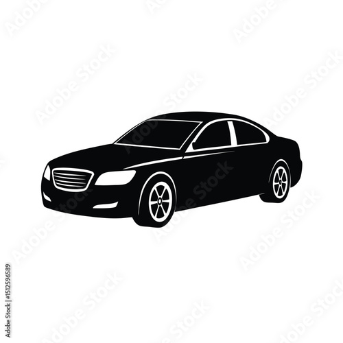 Modern Four-Door Sedan Car silhouette vector art illustration