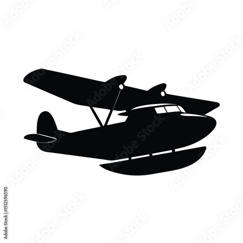 Seaplane Amphibious Aircraft silhouette vector art illustration