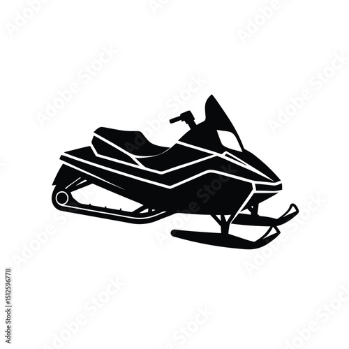 Winter Snowmobile Personal Vehicle silhouette vector art illustration