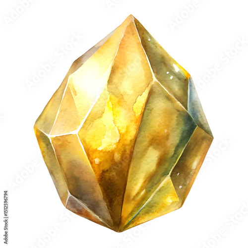 Gold Crystal – Shiny Gemstone Clipart Isolated on Transparent Background.png