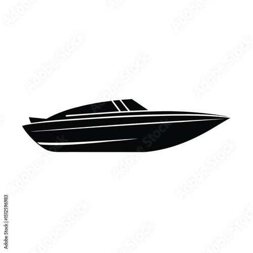Fast Motor Speedboat Vessel silhouette vector art illustration