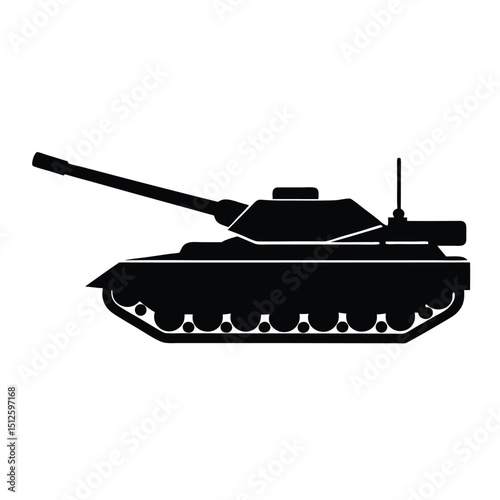 Heavy Armored Military Tank silhouette vector art illustration