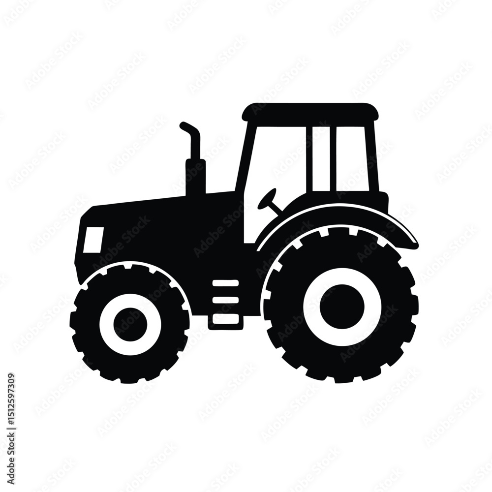 Obraz premium Agricultural Farm Tractor Machine silhouette vector art illustration