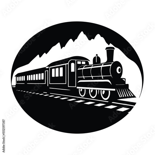 Passenger Train Silhouette in Motion silhouette vector art illustration