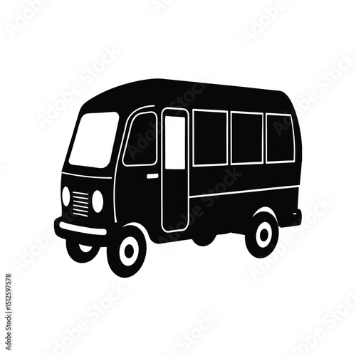 Ghanaian Tro Tro Public Transport silhouette vector art illustration