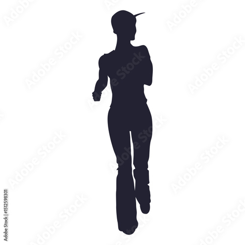 Girl marathon athlete silhouette
