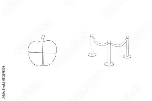 Simple line art apple and rope stanchion designs for events and healthy eating