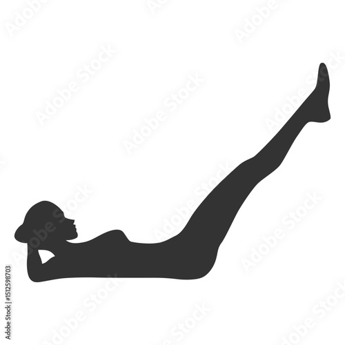 Fitness woman silhouette doing abs