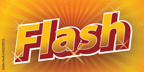 Flash Text Effect Bold Comic Style Yellow and Red Word Art with Burst Background