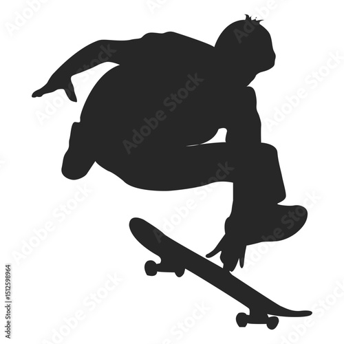 Skateboard jumping silhouette 1