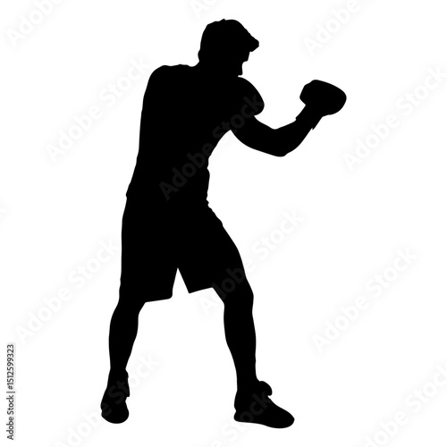 Boxing player guard silhouette