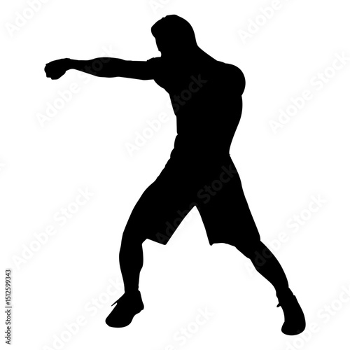 Boxing player punch silhouette