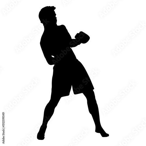 Boxing player dodge silhouette