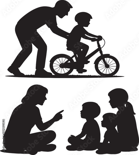 silhouette of a family