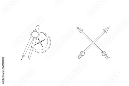 Elegant minimalist line art illustrations featuring celestial and symbolic design elements