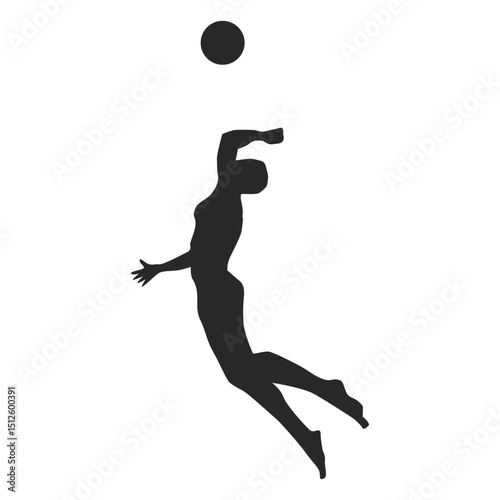 Male volleyball player spiking silhouette