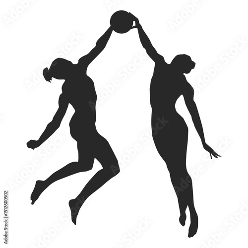 Volleyball blocking silhouette volleyball