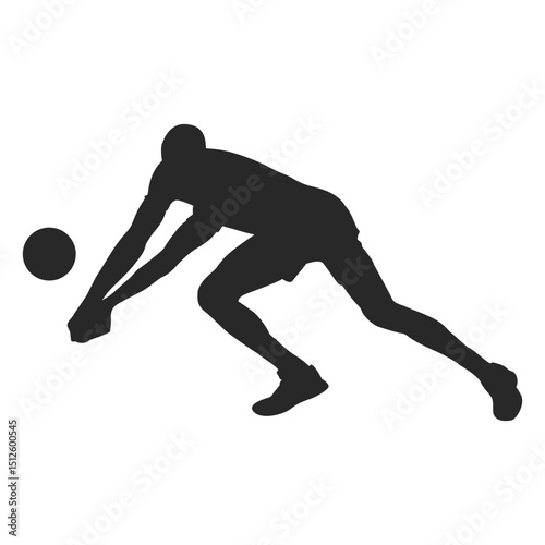 Volleyball digging position silhouette