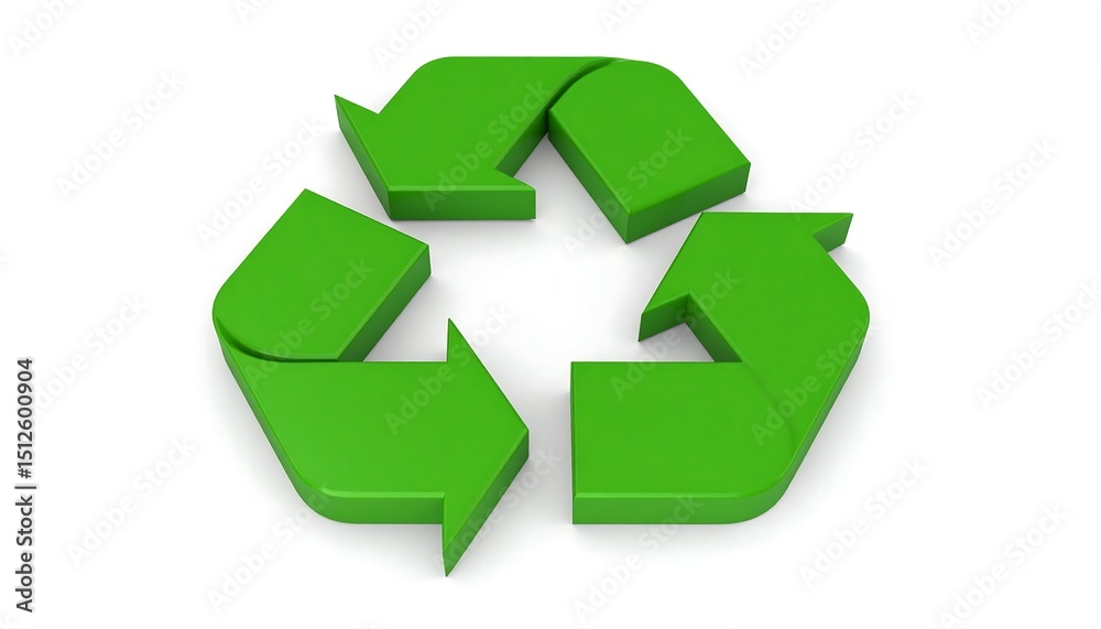 Obraz premium Green recycling symbol on white background