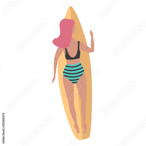 Surfboard girl swimsuit flat