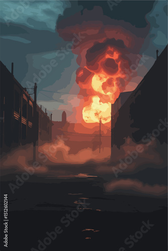 oil refinery at night