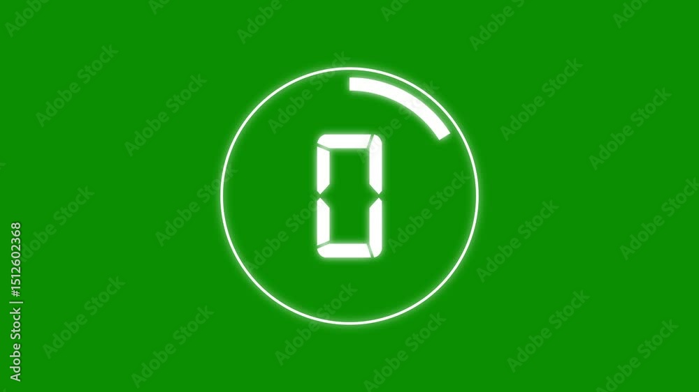 5-seconds simple countdown timer animation, Countdown timer from 5 to 0 seconds real time. Modern circle design of countdown animation isolated on transparent background with alpha channel.