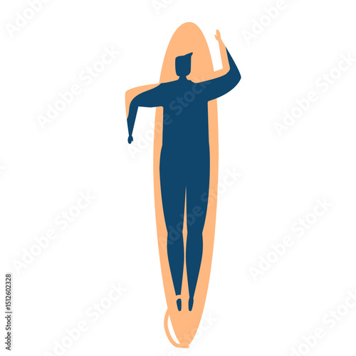 Surfer man surfboard swimming detailed silhouette summer
