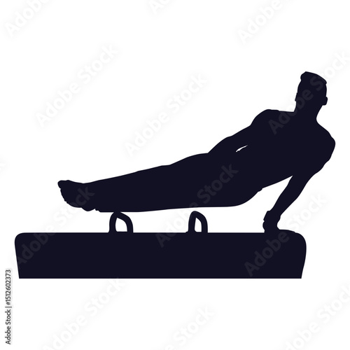 Gymnast exercise man vaulting horse pommel horse silhouette