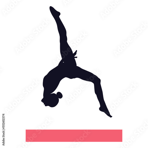 Gymnast exercise woman balance beam silhouette