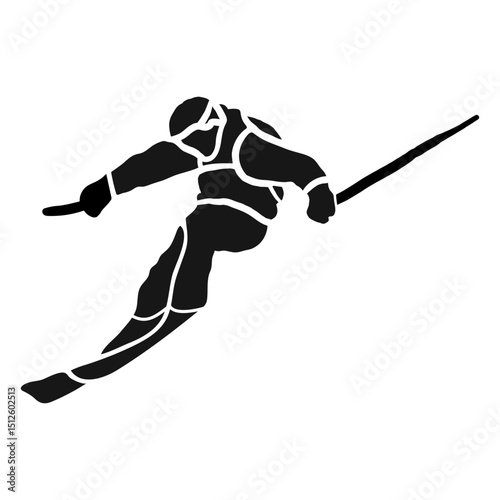 Ski sportsman outfit detailed silhouette