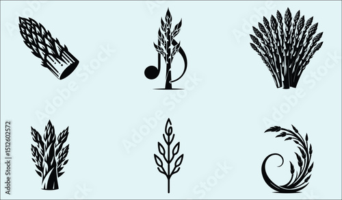 Asparagus Vector Silhouettes Elegant Designs for Culinary and Creative Projects