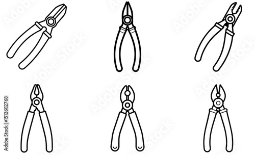 Vector Illustration of Different Types of Pliers