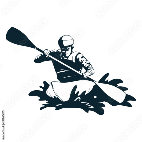 Rafting character black and white