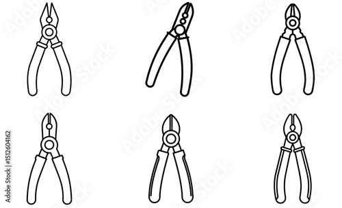 Vector Illustration of Different Types of Pliers