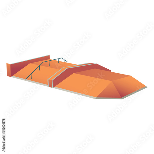 Skate ramp with rails