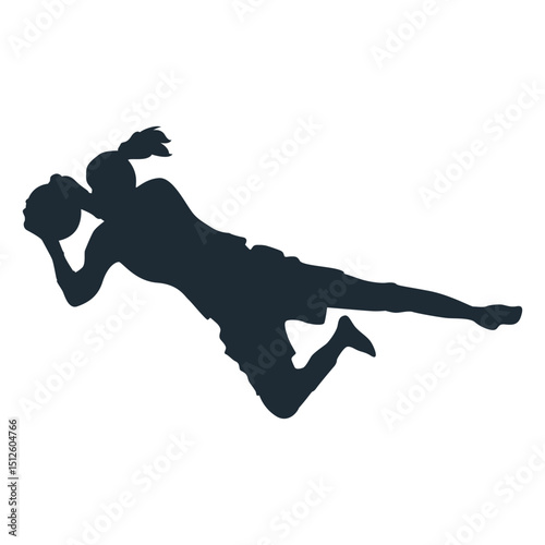 Woman goalkeeper saving silhouette