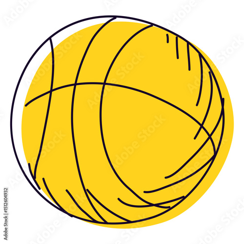 Yellow basket ball hand drawn