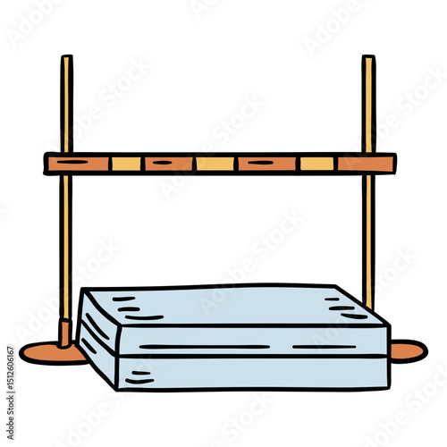 Athletics high jump equipment hand drawn