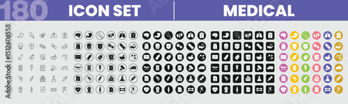 Medical Icon Set, Healthcare and Medical Icons, Hospital Icons, Medicine icons vector illustrations 