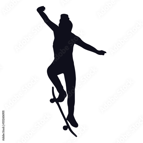 Female skater tricks silhouette