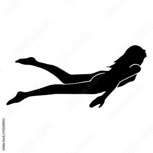 Woman swimmer silhouette