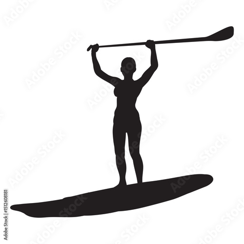 Arms up stand up paddleboarding silhouette
