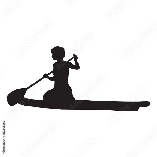 Kneeling stand up paddleboarding silhouette