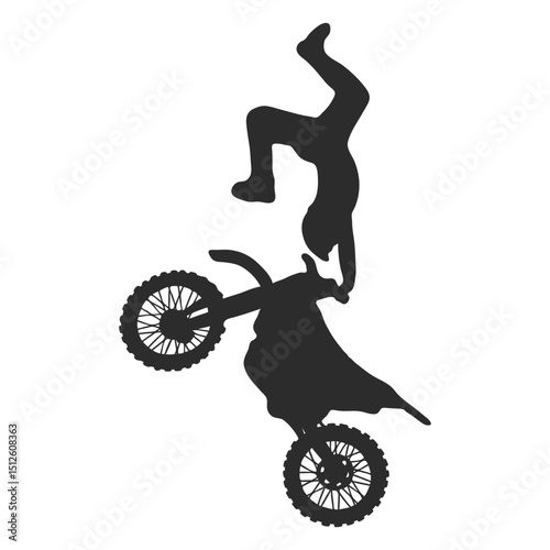 Motocross trick extreme silhouette