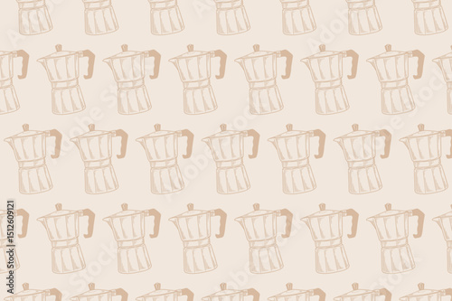 Vector pattern with a coffee motif. Coffee shop background with vintage line art. Ideal for cafe menus, posters, and graphic design.