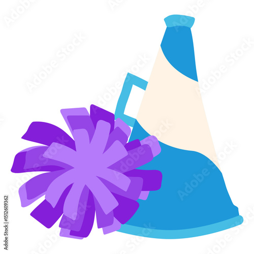 Megaphone and pom pom flat