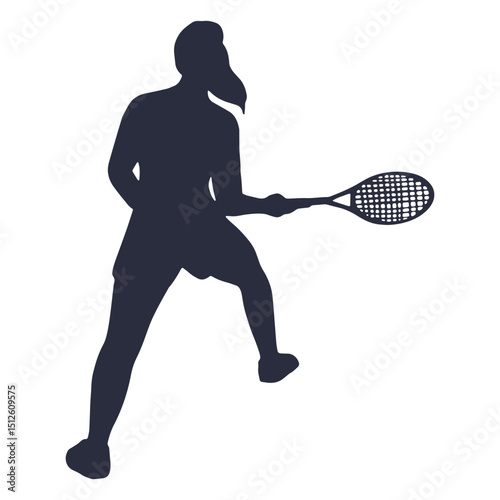 Female tennis player pose silhouette