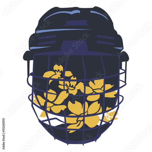 Ice hockey helmet with flowers flat